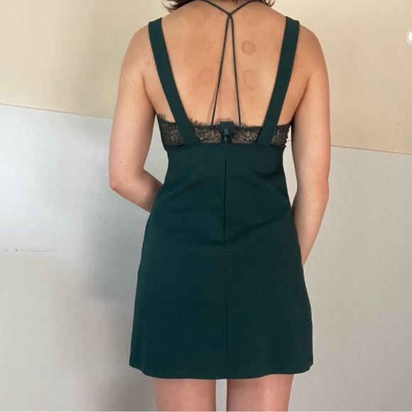 Zara Trafaluc Forest Green Lace Party Holiday Dress - Picture 3 of 5
